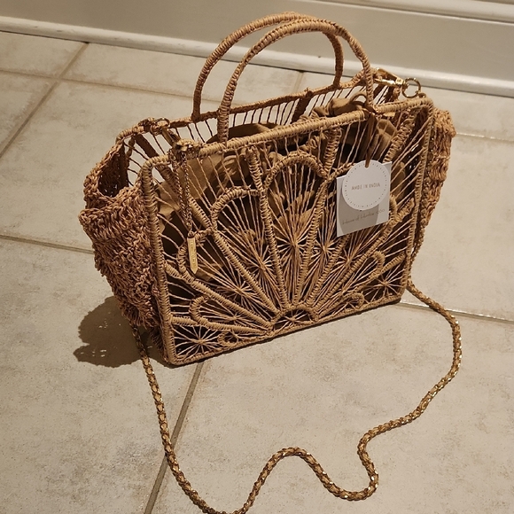 House of Harlow 1960 Intricate Woven Tote in Natural Beige - Picture 11 of 17